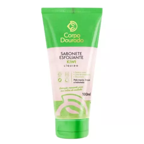 Sabonete Líquido Esfoliante Corpo Dourado Clinic+ Facial e Corporal 180ml Kiwi Livre de Parabenos