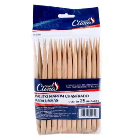 Palito Marfim Chanfrado Santa Clara Para Unhas C/ 25 Unidades Ref: 249