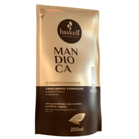 Condicionador Refil Mandioca Haskell 250ml Crescimento e Hidratação