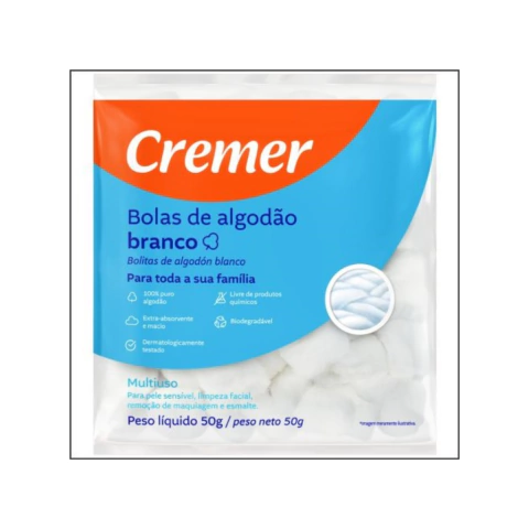 Algodão em Bolas Cremer Branco 50g Multiuso