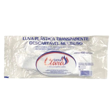 Luva Descartável Santa Clara Transparente Multiuso 100 unidades