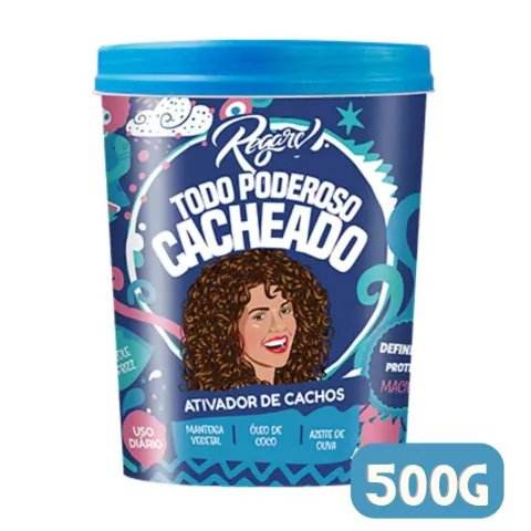 Ativador de Cachos Corpo Dourado Todo Poderoso Cacheado 500g Definição Proteção Maciez Azul Óleo de Coco