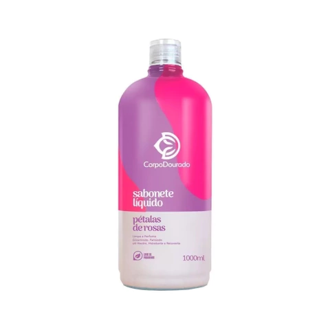 Sabonete Líquido Corpo Dourado Pétalas de Rosa 1000ml Limpa e Perfuma