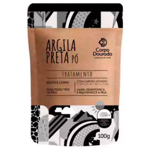 Argila Preta em Pó Corpo Dourado Clinic Mais 100g Rosto e Corpo