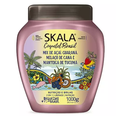 Creme de Tratamento Skala Coquetel Brasil 1000g Nutrição e Brilho