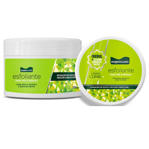 Esfoliante Pés e Pernas Corpo Dourado Argila Branca 300g Frescor e Bem Estar