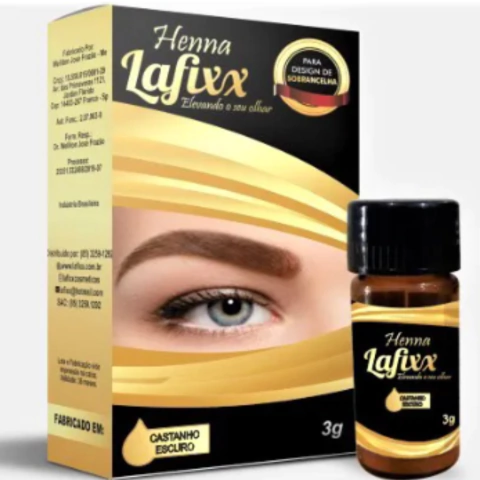 Henna Lafixx Pó 3g Castanho Escuro Design Sobrancelha