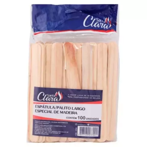 Palito Espátula Largo Santa Clara C/100 Unidades de Madeira Ref 3700