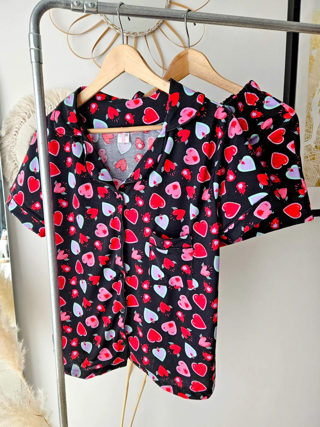 Pijama camisero HEART negro