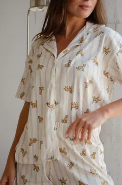 Pijama camisero manga corta y short - FRAN