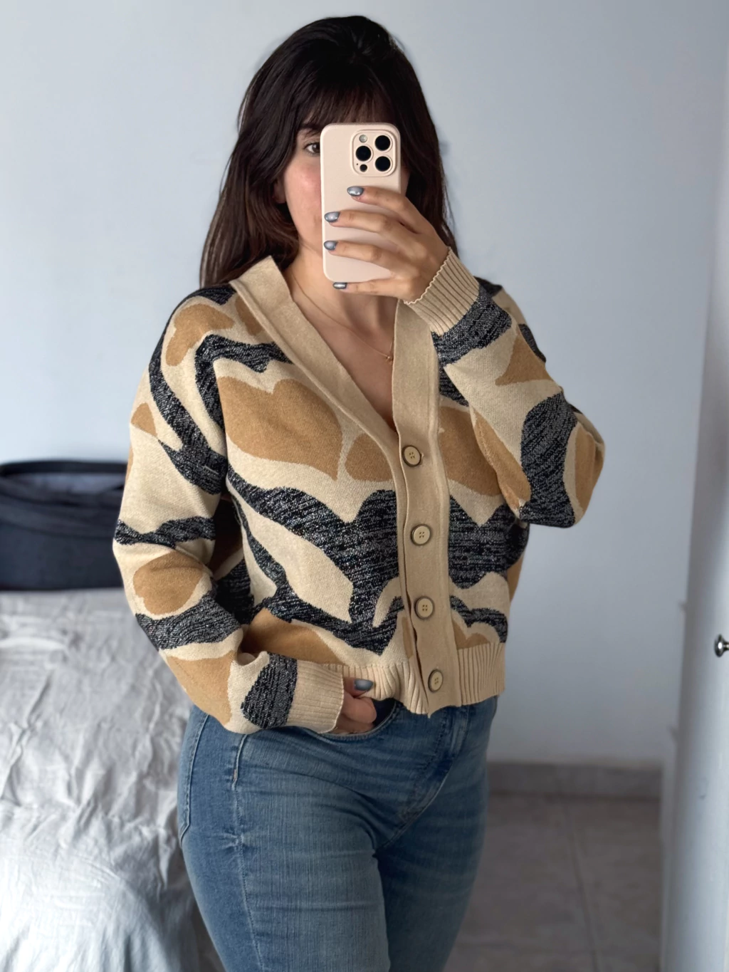 Cardigan VALENTIN nude - hilado manhattan