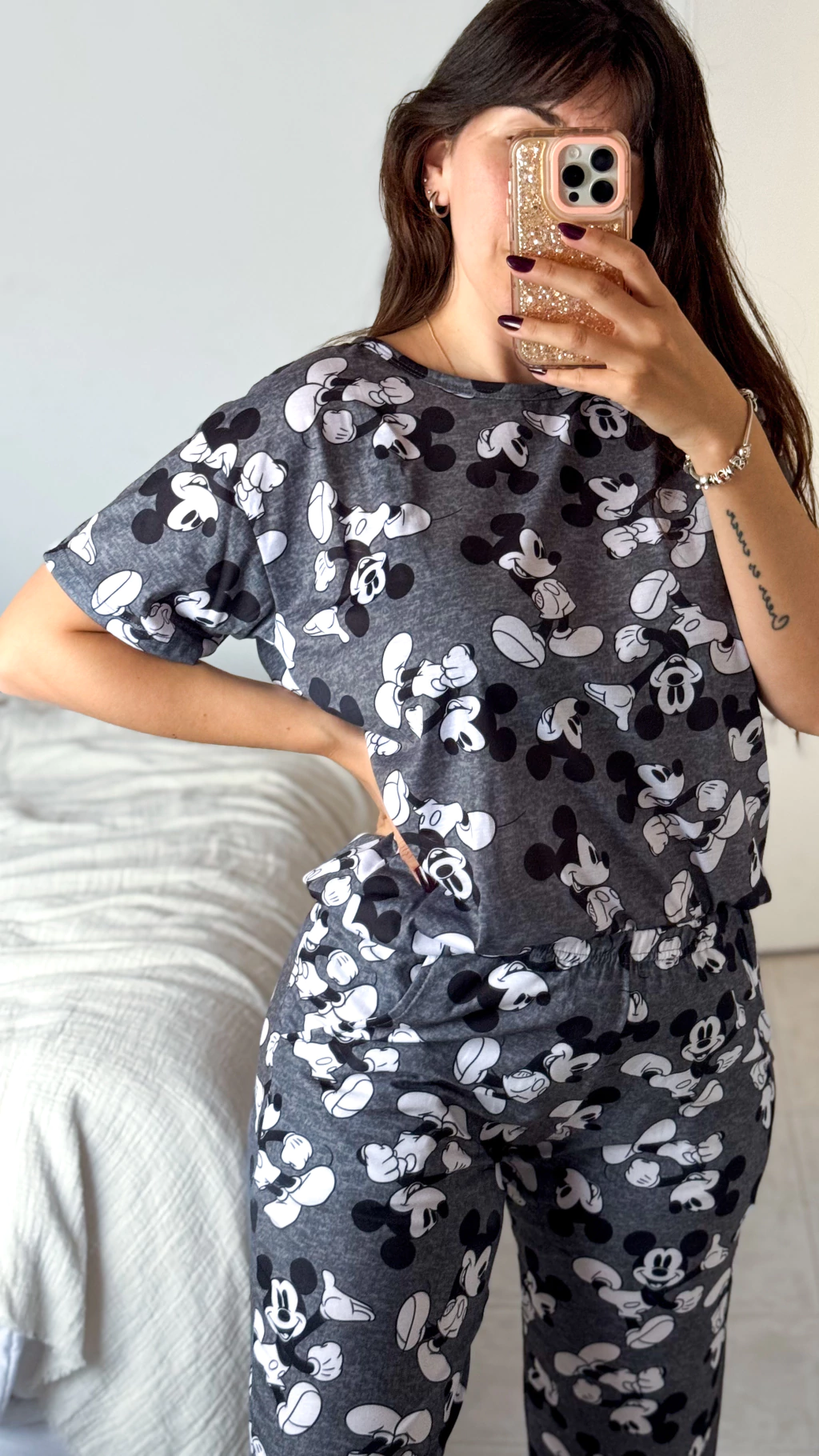 Pijama MICKEY GRIS unisex manga corta