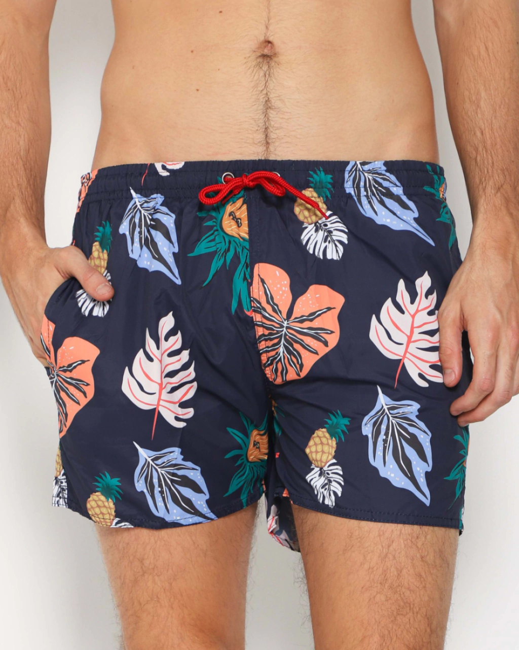 Short de baño de hombre hojas