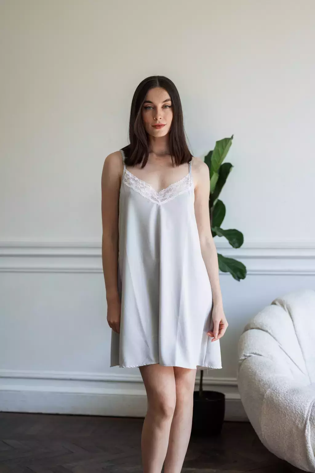 Pijama camisolin LINA saten gris