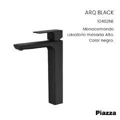 Griferia Monocomando Alto Piazza ARQ10402 Negro