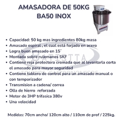 AMASADORA BA50 INOX - comprar online