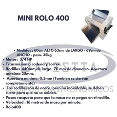 Sobadora MINI ROLO 400. - Equipos Gastronomicos Batistta