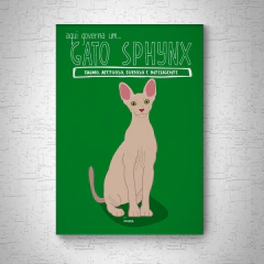 Quadro em mdf de Gato sphynx