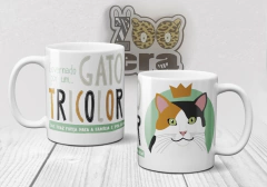 Caneca de Porcelana Gato Tricolor - comprar online