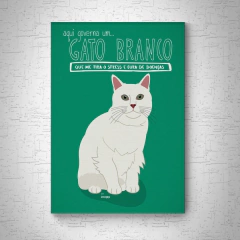 Quadro em mdf de Gato branco