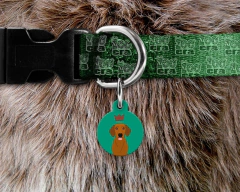 pingente de identificação para cachorro dachshund marrom redondo P
