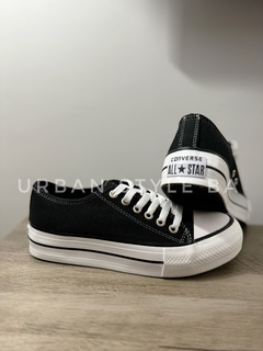 Zapatilla urbana star plataforma lona negra