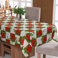 TOALHA DE MESA NATALINA 4 LUGARES 1,50M X 1,40M OXFORD DECORAÇÃO DE NATAL