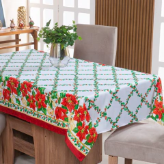 TOALHA DE MESA NATALINA 8 LUGARES 2,50M X 1,40M OXFORD DECORAÇÃO DE NATAL
