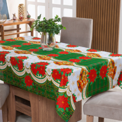 TOALHA DE MESA NATALINA 4 LUGARES 1,50M X 1,40M OXFORD DECORAÇÃO DE NATAL