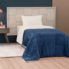 COBERDROM SOLTEIRO MANTA SHERPA 01 PEÇA - AZUL MARINHO