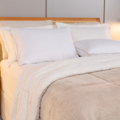 COBERDROM CASAL QUEEN MANTA SHERPA 01 PEÇA - BEGE - Bom Bordado - Loja online de Enxovais