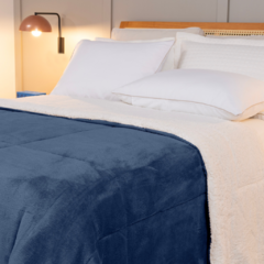 COBERDROM CASAL QUEEN MANTA SHERPA 01 PEÇA - AZUL MARINHO - Bom Bordado - Loja online de Enxovais