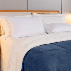 COBERDROM CASAL QUEEN MANTA SHERPA 01 PEÇA - AZUL MARINHO na internet