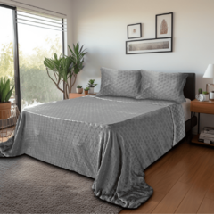 C0BERTOR MANTA CASAL QUEEN FLANNEL CORAÇÃO 3 PEÇAS - CINZA
