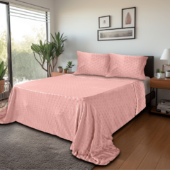 C0BERTOR MANTA CASAL QUEEN FLANNEL CORAÇÃO 3 PEÇAS - ROSÊ