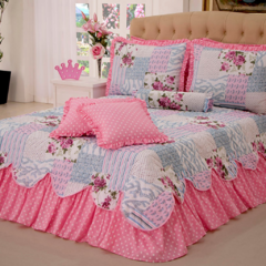 KIT COBRE LEITO CASAL KING SIZE BELIZE 06 PEÇAS ROSA