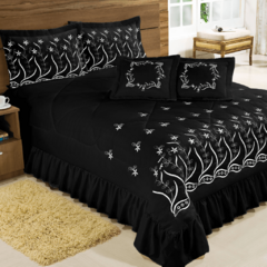 Kit Cobre Leito Casal King Desejos 07 Peças Bordado - Preto - comprar online