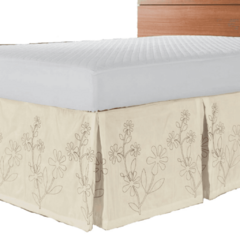 Saia Box Bordada para Cama de Solteiro - Palha - comprar online