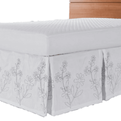 Saia Box Bordada para Cama de Casal Padrão - Branco - comprar online