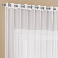 CORTINA DE VOIL PARA QUARTO OU SALA 2,80m x 1,70m VARÃO SIMPLES COM ILHÓS CROMADO - BRANCO - comprar online