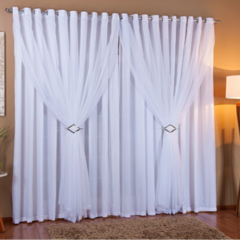 CORTINA MICROFIBRA VOIL + FIVELA 2,80m x 1,80m PARA VARÃO SIMPLES - BRANCA