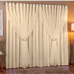 CORTINA MICROFIBRA VOIL + FIVELA 3,00m x 2,80m PARA VARÃO SIMPLES - PALHA