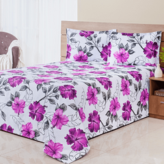 KIT COBRE LEITO SOLTEIRO BELLA PIQUET 02 PEÇAS FLORES ROXA