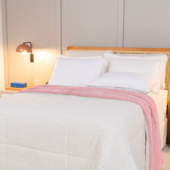 COBERDROM CASAL QUEEN MANTA SHERPA 01 PEÇA - ROSÊ - loja online