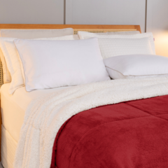 COBERDROM CASAL KING MANTA SHERPA 01 PEÇA - VERMELHO - Bom Bordado - Loja online de Enxovais