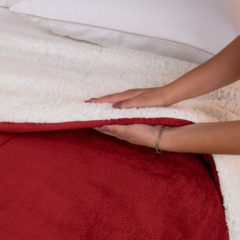 COBERDROM CASAL KING MANTA SHERPA 01 PEÇA - VERMELHO - loja online
