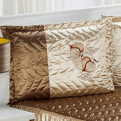 Colcha Casal Padrão Classic Cetim 03 Peças - Dourado - comprar online