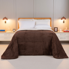 COBERDROM CASAL QUEEN MANTA SHERPA 01 PEÇA - TABACO