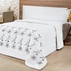 EDREDOM C/ BORDADO CASAL QUEEN DUPLA FACE MICROPERCAL 200 FIOS 01 PEÇA - BRANCO - comprar online