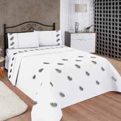 JOGO DE LENÇOL REALEZA MICROPERCAL BORDADO CASAL QUEEN 04 PEÇAS - BRANCO